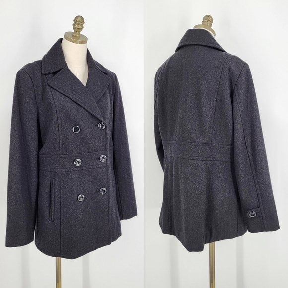 Vintage Mackintosh 100% Wool Double Breasted Pea Coat Jacket Gray Size Large - Picture 1 of 11